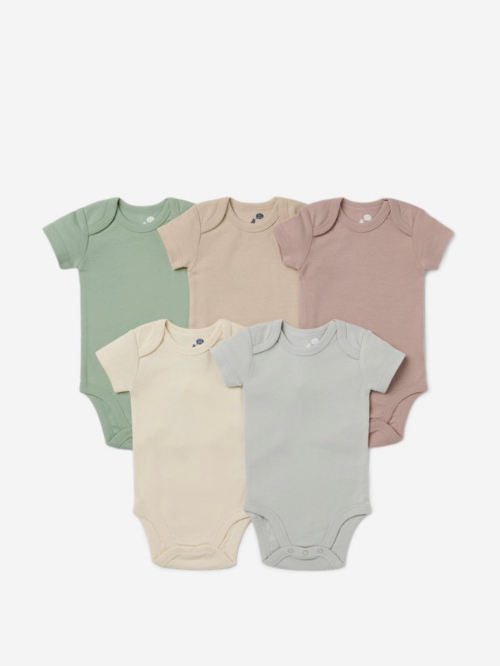 Neutral Pastel Short-Sleeve Baby One-Piece Set - 5 Pack
